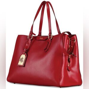 Lauren Ralph Lauren | Tate Center Zip Satchel Red Leather